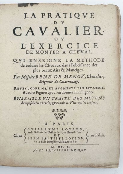 [CHEVAL]. MENOU (René de). LA PRATIQUE DU...