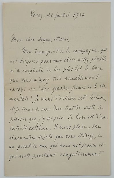 [AUTOGRAPHE]. BERGSON (Henri). LETTRE AUTOGRAPHE...