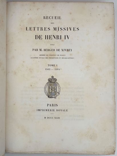 BERGER DE XIVREY (Jules). RECUEIL DES LETTRES...