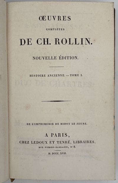 ROLLIN (Ch.). OEUVRES COMPLÈTES. P., Ledoux...
