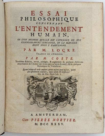 LOCKE (John). ESSAI PHILOSOPHIQUE CONCERNANT...