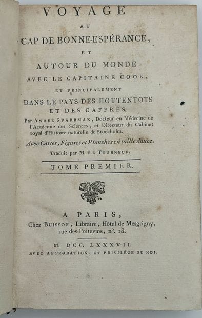 [VOYAGES]. SPARRMAN (André). VOYAGE AU CAP...