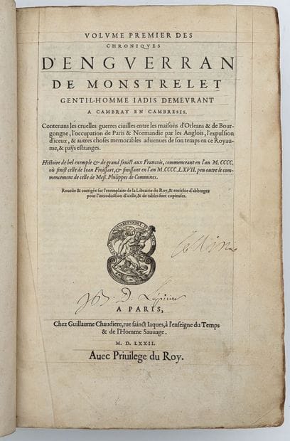 ENGUERRAND DE MONSTRELET. VOLUME PREMIER...