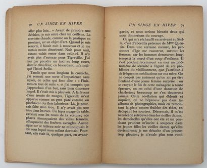 BLONDIN (Antoine). UN SINGE EN HIVER. P.,...