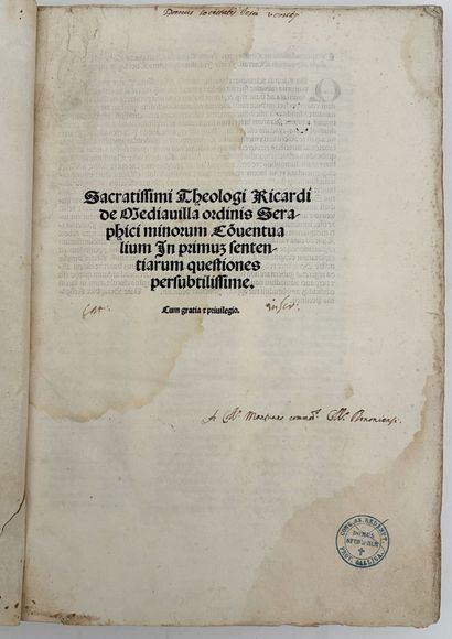 MEDIAVILLA [ou MIDDLETON] (Richard de). SACRATISSIMI...
