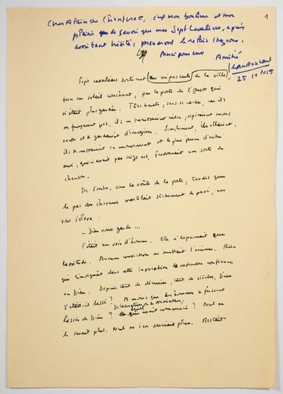 [AUTOGRAPHE]. RASPAIL (Jean). LES YEUX D'IRÈNE....