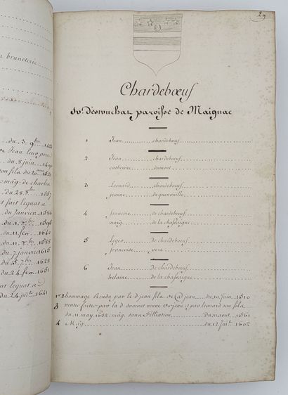 [GÉNÉALOGIE]. DES COUSTURES (Simon). LE NOBILIAIRE...