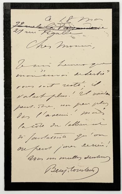 [AUTOGRAPHE]. BENJAMIN-CONSTANT (Jean-Joseph...