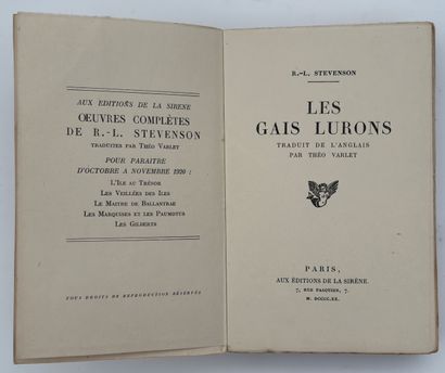 STEVENSON (R.-L.). LES GAIS LURONS. Traduit...