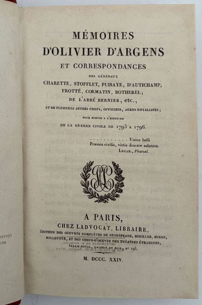 [VENDÉE]. BEAUCHAMP (A. de). HISTOIRE DE...