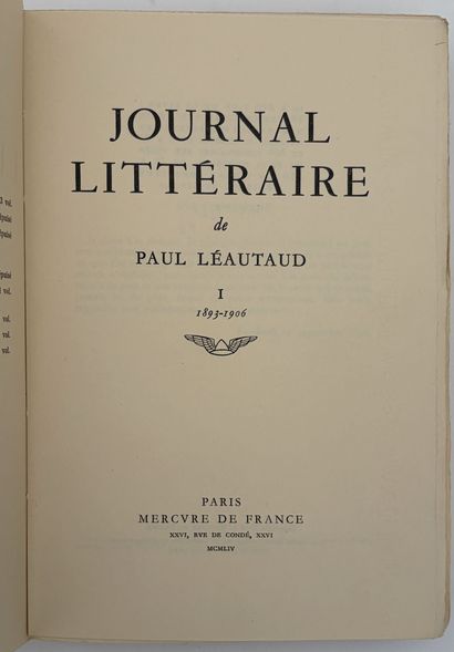LÉAUTAUD (Paul). JOURNAL LITTÉRAIRE. P.,...