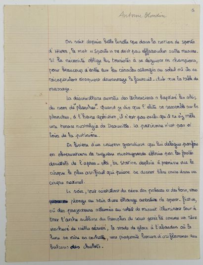 [AUTOGRAPHE]. BLONDIN (Antoine). MANUSCRIT...