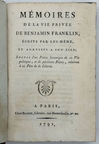 [VOYAGES]. FRANKLIN (B.). MÉMOIRES DE LA...