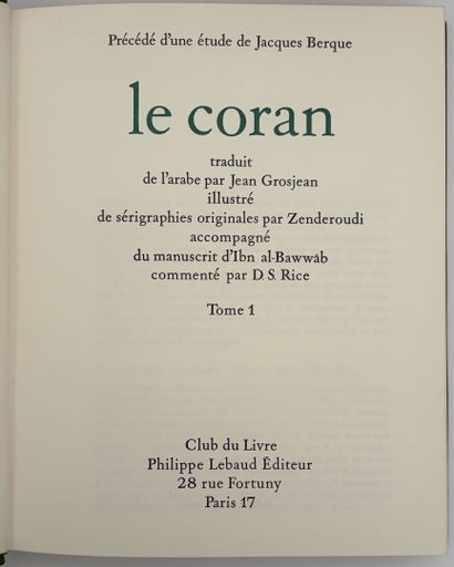[CORAN]. LE CORAN. Traduit de l'arabe par...