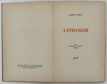 CAMUS (Albert). L'ÉTRANGER. P., Nrf, 1946....