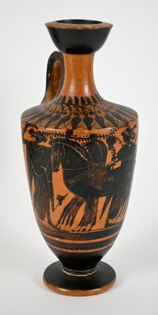 Black-figure lekythos decorated with a scene...