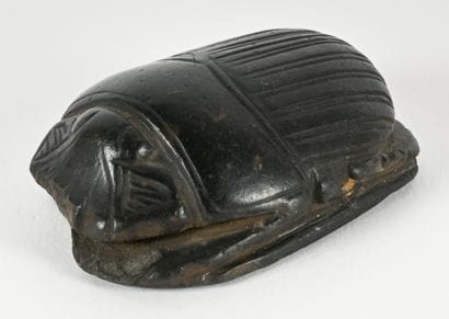 Uninscribed choir scarab, black schist or...