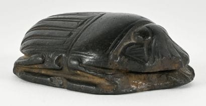 Uninscribed choir scarab, black schist or...