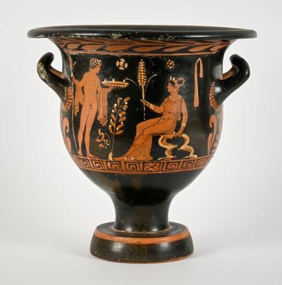 Red-figure bell-shaped krater.
Side A: Scene...