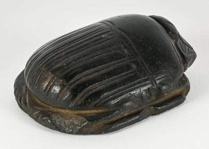 Uninscribed choir scarab, black schist or...