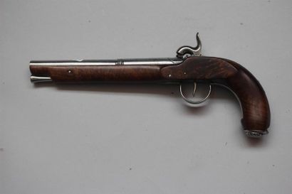 Grand inusuel pistolet à coffre et à percussion,...