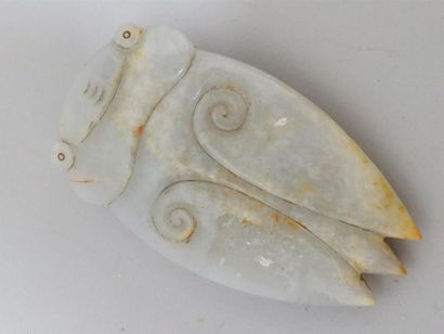 Sujet en jade blanc-gris représentant une...