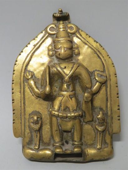 Plaque bas-relief en bronze (temple portatif)...