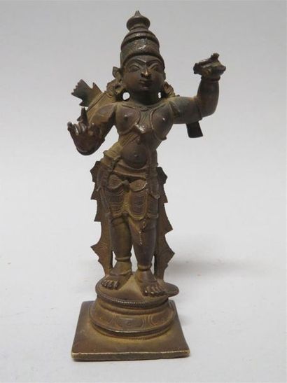 Sujet en bronze représentant Rama adolescent.
Inde,...