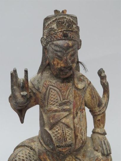 Statuette en bois sculpté représentant Guandi...
