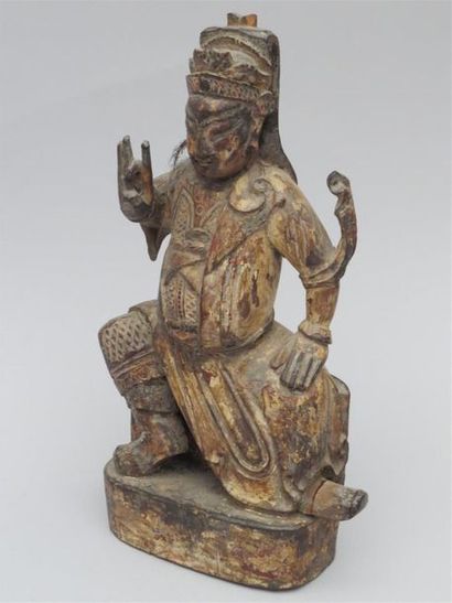 Statuette en bois sculpté représentant Guandi...