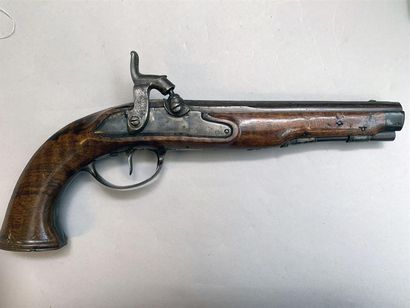 Pistolet à silex modifié à percussion. Arme...
