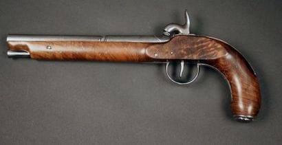 Grand inusuel pistolet à coffre et à percussion,...