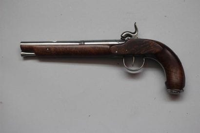 Grand inusuel pistolet à coffre et à percussion,...