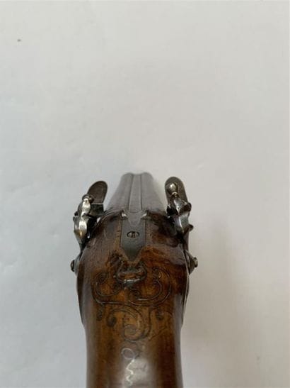 Pistolet de défense double à silex par Perset...
