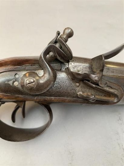 Pistolet de défense double à silex par Perset...