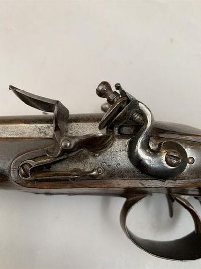 Pistolet de défense double à silex par Perset...