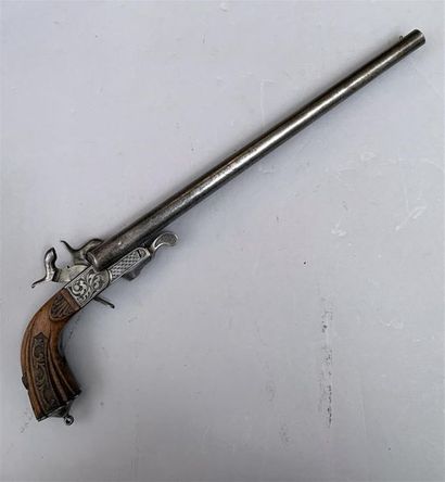 Grand pistolet double à canons en table et...