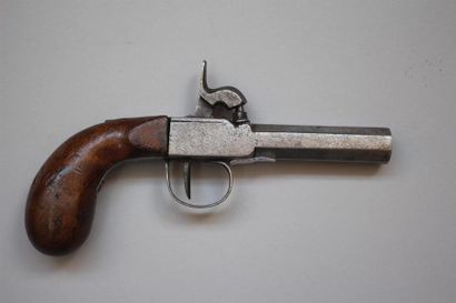 Pistolet à coffre à percussion, canon octogonal,...