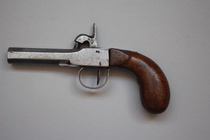 Pistolet à coffre à percussion, canon octogonal,...