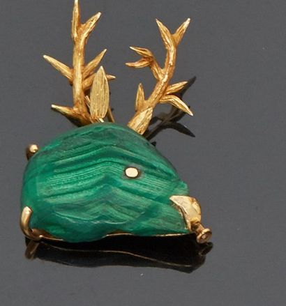 18 k (750 thousandths) yellow gold deer head...