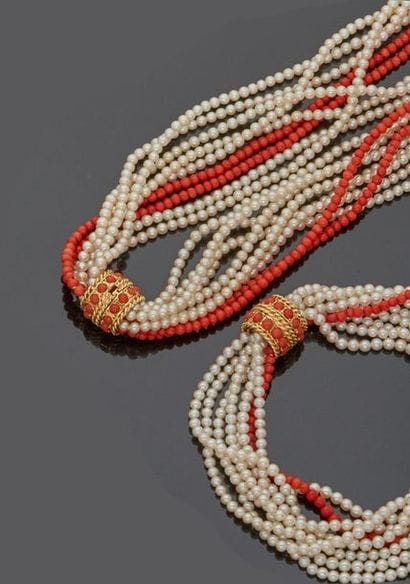 Set including a necklace and a bracelet each...