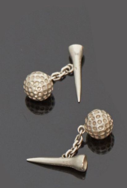 TIFFANY

Pair of silver cufflinks with golf...
