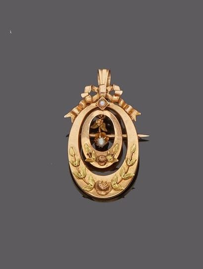 Brooch pendant with three 18 k (750 thousandths)...