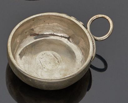 Silver wine cup with snake handle and 19th...