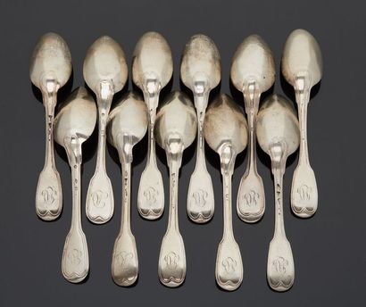 Cutlery set in matching silver, double net...