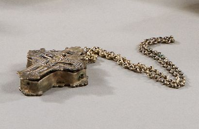 Reliquary cross pendant in metal with its...