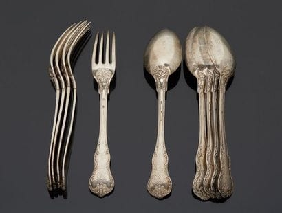 Five large silver cutlery (five spoons and...