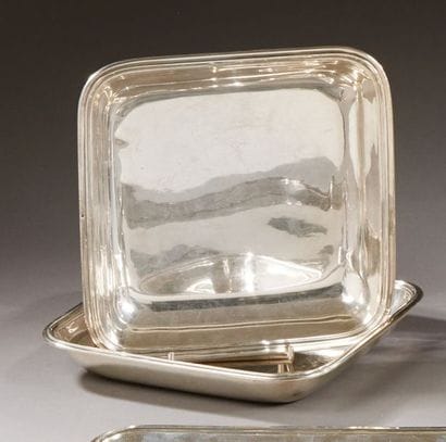 Pair of silver bowls with moulded decoration...