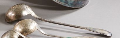 Silver ladle model with nets, spatula engraved...