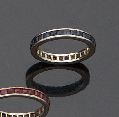 American platinum wedding ring set with small...
